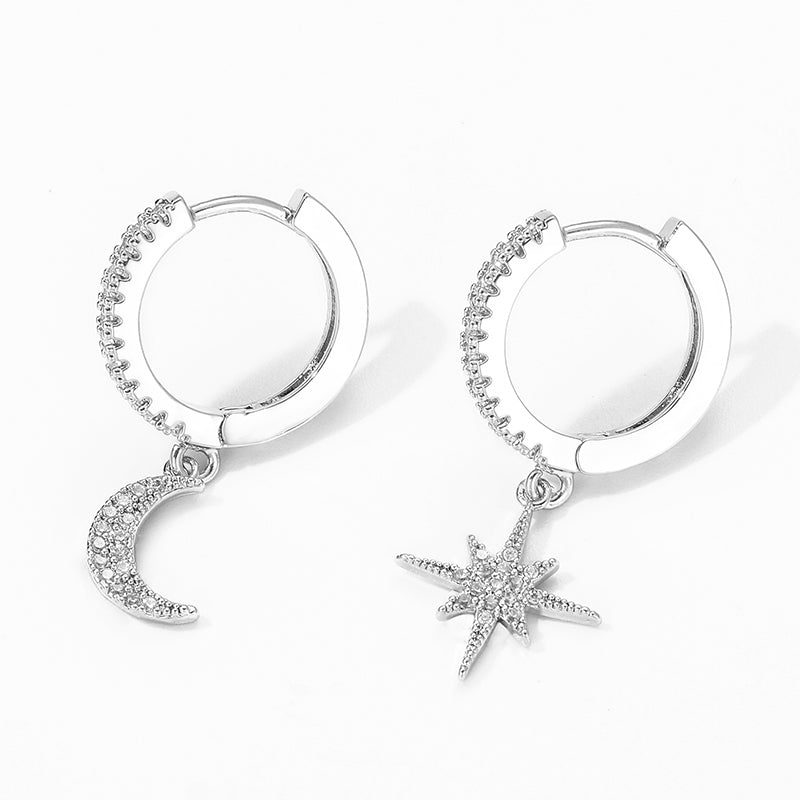 Star & Moon Asymmetric Earrings