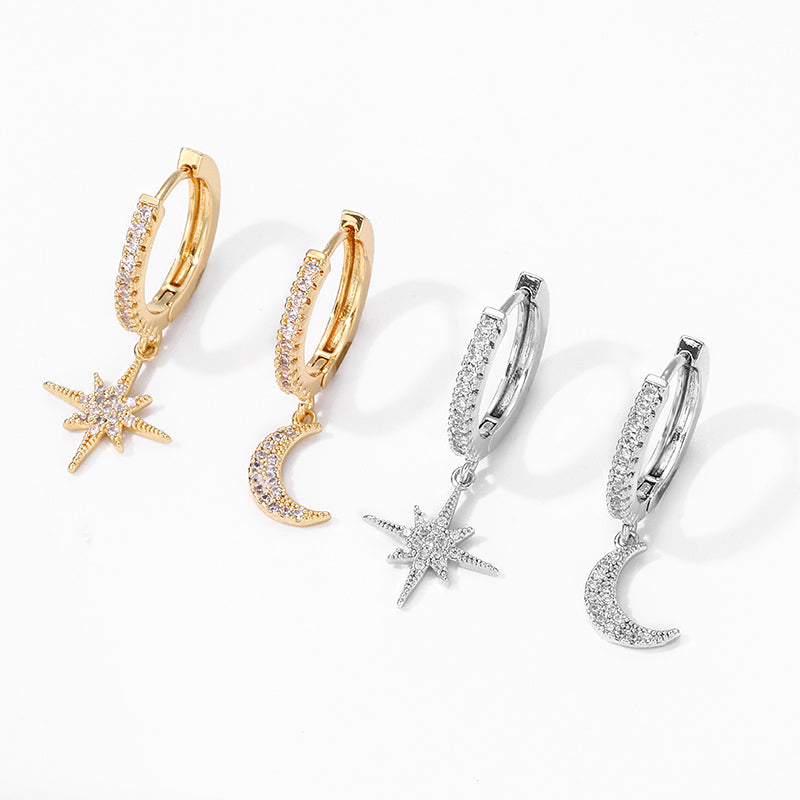 Star & Moon Asymmetric Earrings