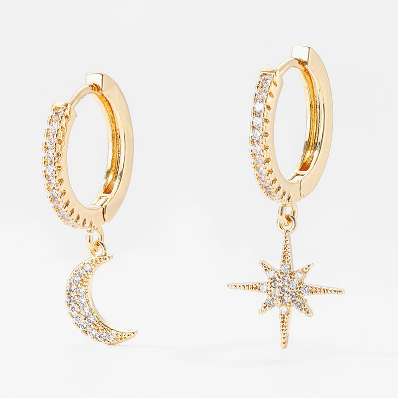 Star & Moon Asymmetric Earrings