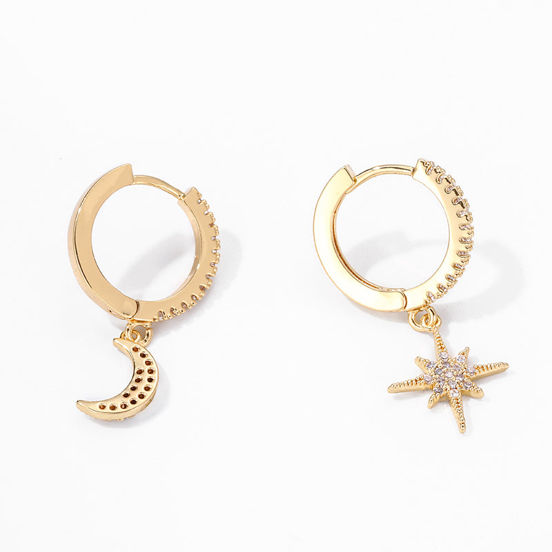 Star & Moon Asymmetric Earrings