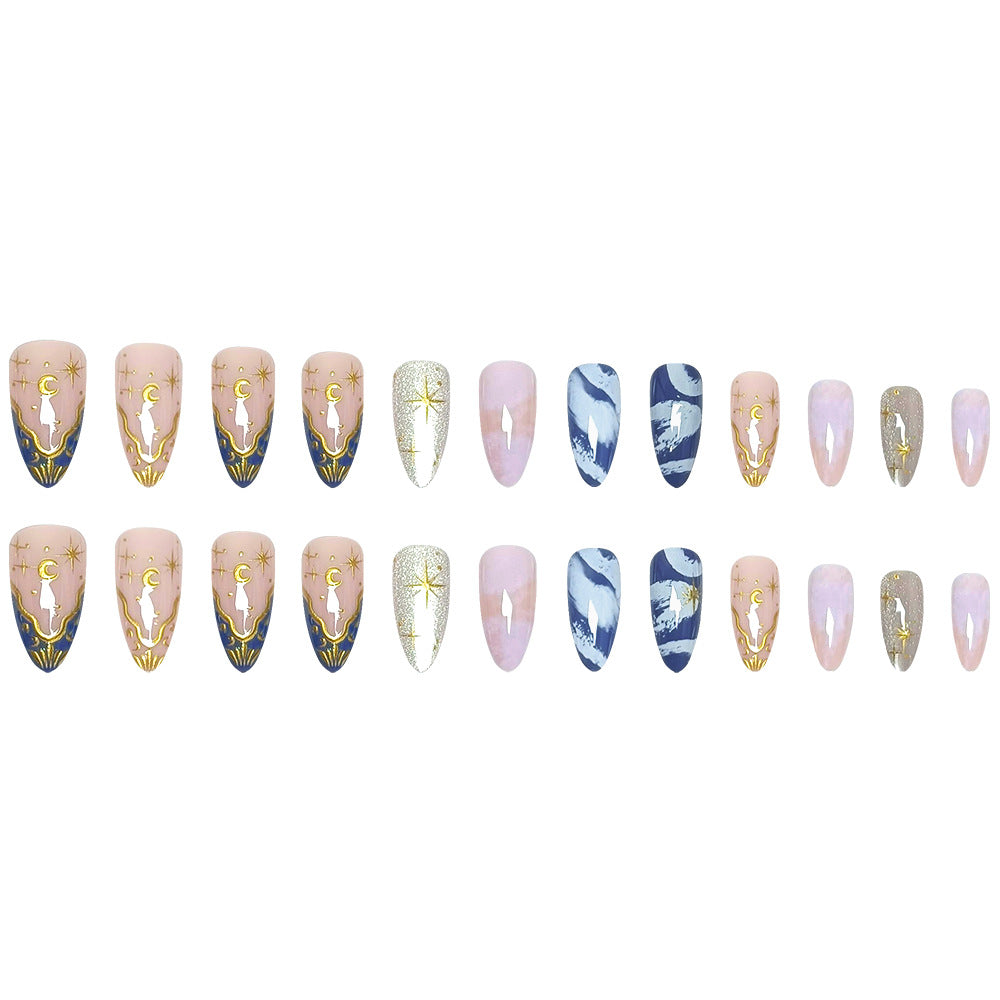 Cat Eye Star & Moon Press-On Nails